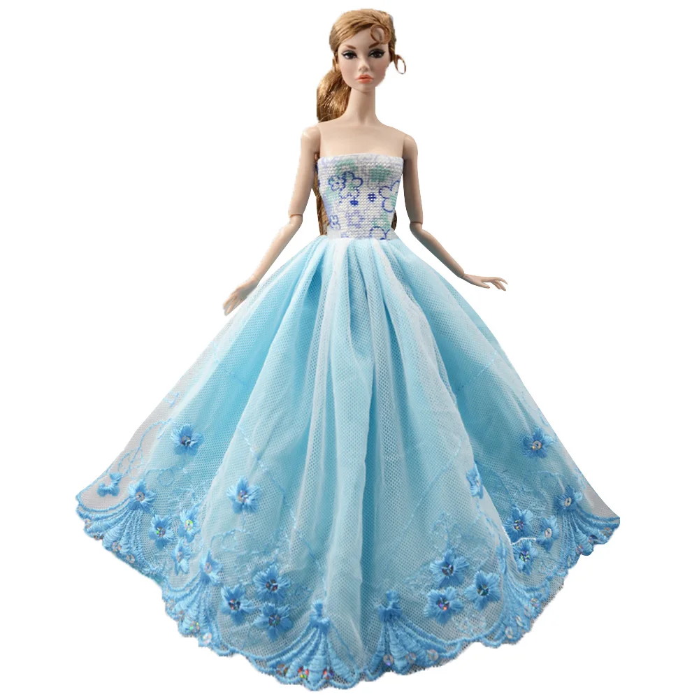 NK One Pcs Doll Princess Wedding Dress Noble Party Gown For Barbie Doll Accessories Handmake Outfit Best Gift For Girl' Doll JJ