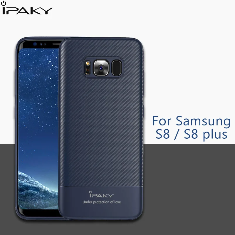

For Samsung S8 Case Original IPAKY Carbon Fiber Skin Hybrid Silicone Protective Soft back Cover for Samsung Galaxy S8 Plus Case