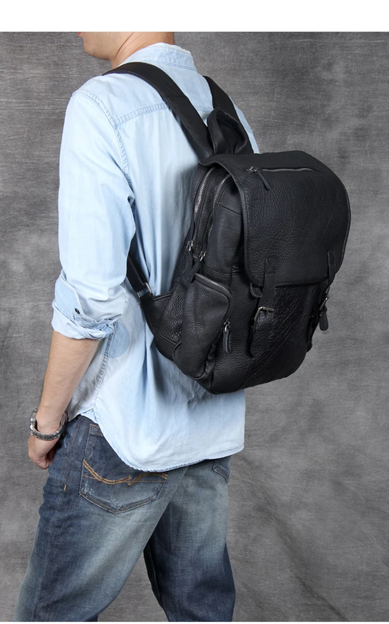 AETOO голова воловьей кожи двойной плечо сумка мужской ручной работы большой емкости кожаный рюкзак Повседневная сумка