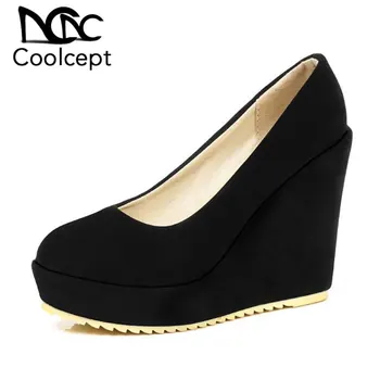

Coolcept Women Wedges Pumps Fashion Platform High Heel Shoes Women Party Office Lady Daily Derss Footwear Size 34-43