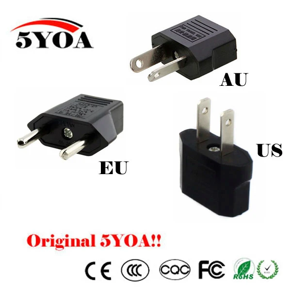 

Universal US EU AU Plug USA Euro Europe Travel Wall AC Power Charger Outlet Adapter Converter 2 Round Socket Input Pin