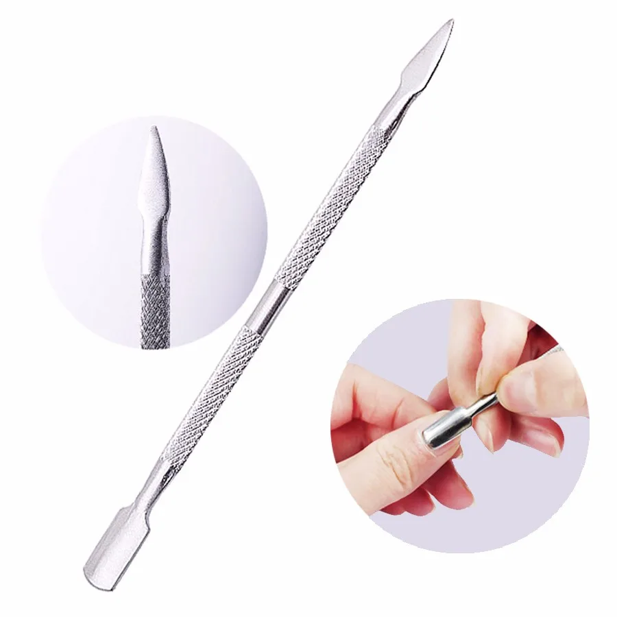 4 Design 1 Piece Silver Nail Art Cuticle Pusher Remove Clean Dead Skin for Women Pedicure Manicure Tool Nail Care Cuticle Pusher (8)