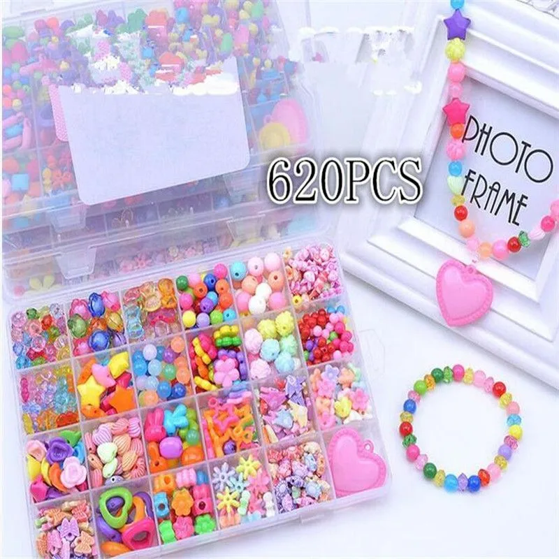 Красивые разноцветные акриловые бусины набор аксессуаров для DIY ожерелье и браслет девушка развивающие игрушки бисер для детей наборы