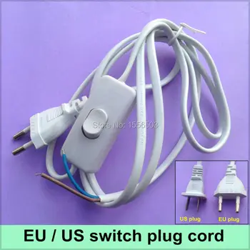 

10X Switch on line Cable 1.8m On Off Power Cord For LED Lamp with Switch US EU Plug Light Switching Black White Wire Extension
