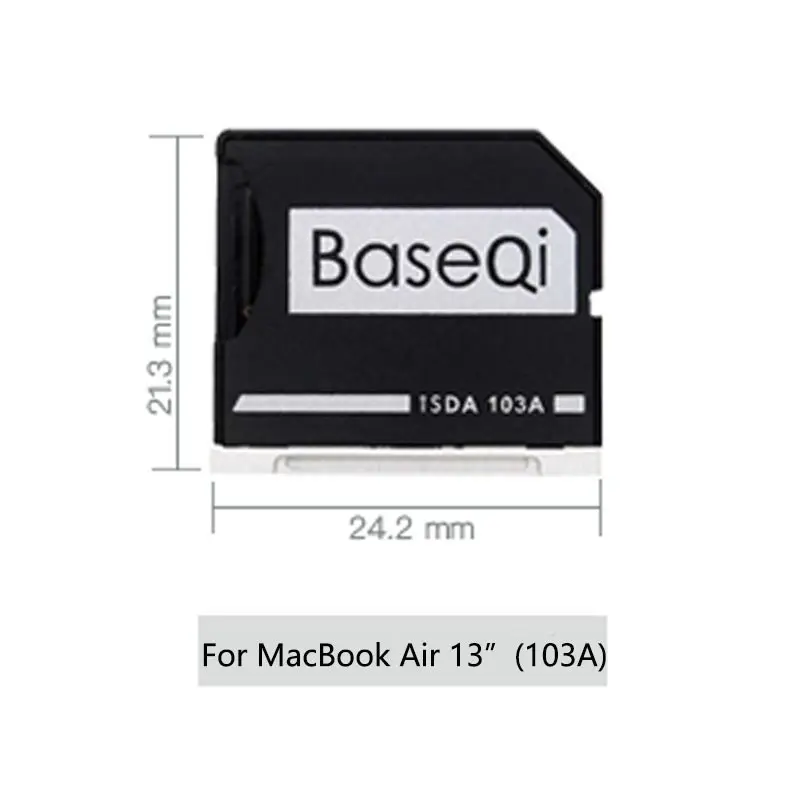 BASEQI Алюминиевый адаптер microSD металлический TF кард-ридер для MacBook Air 1" и MacBook Pro 2009 2010 2011 2012 13"/1" Non-retina