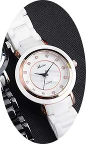 MissFox керамические часы женские белые женские дизайнерские часы Бабочка застежка модный бренд розовое золото наручные часы для женщин - Цвет: T0011