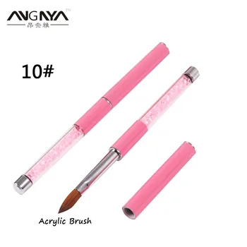 

5PC Nail Acrylic Brush 10# Oval Kolinsky Sable Brush Professional Nail Art Brush Kolinsky Pink Rhinestone for nail painting