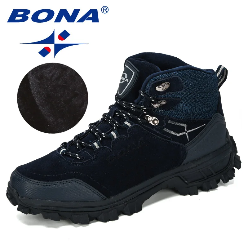 BONA/Новинка года; Дизайнерская обувь из натуральной кожи для походов; зимние кроссовки для мужчин; Мужская тактическая обувь для охоты; теплая плюшевая обувь