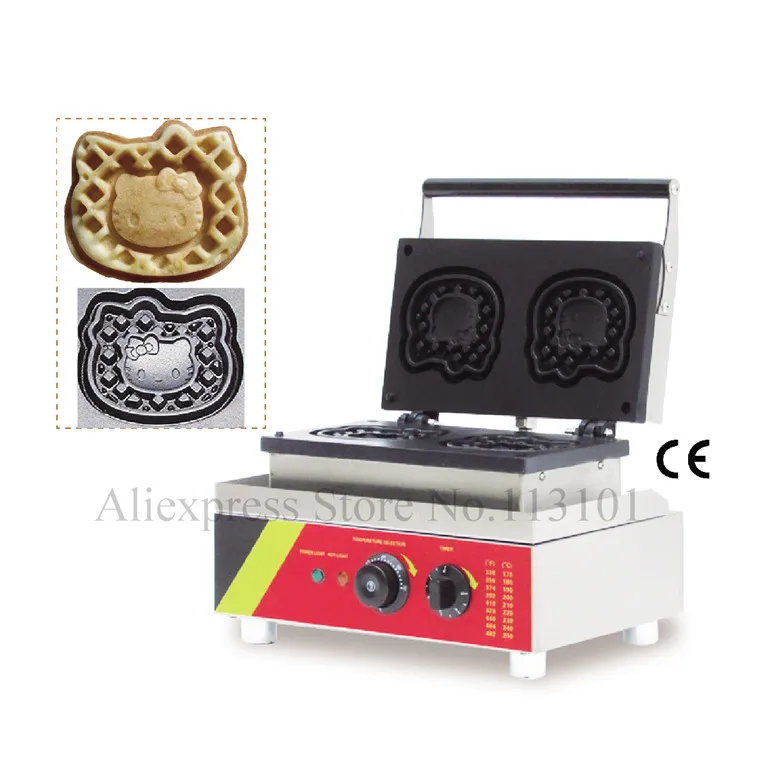 Cartoon Kitty Cat Shape Waffle Machine Unique Snack Maker Stainless Steel Cartoon Waffle Baker