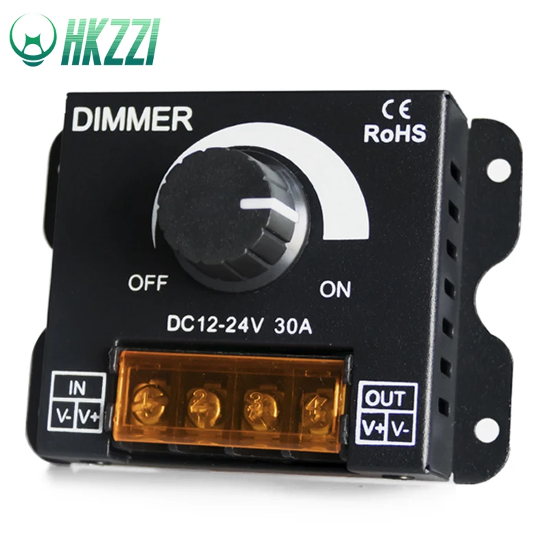 HKZZI DC12V 24V светодиодный диммер 30A 720 Вт бесступенчатый ручной одноцветный