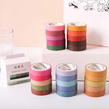 

5 pcs/pack Solid Color Decorative Washi Tape Set Japanese Paper Stickers Scrapbooking Adhesive Washitape Stationary