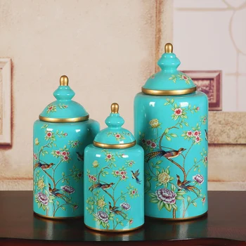 

American country retro painted ceramic storage tank storage tank caddy model rooms decoration decoration