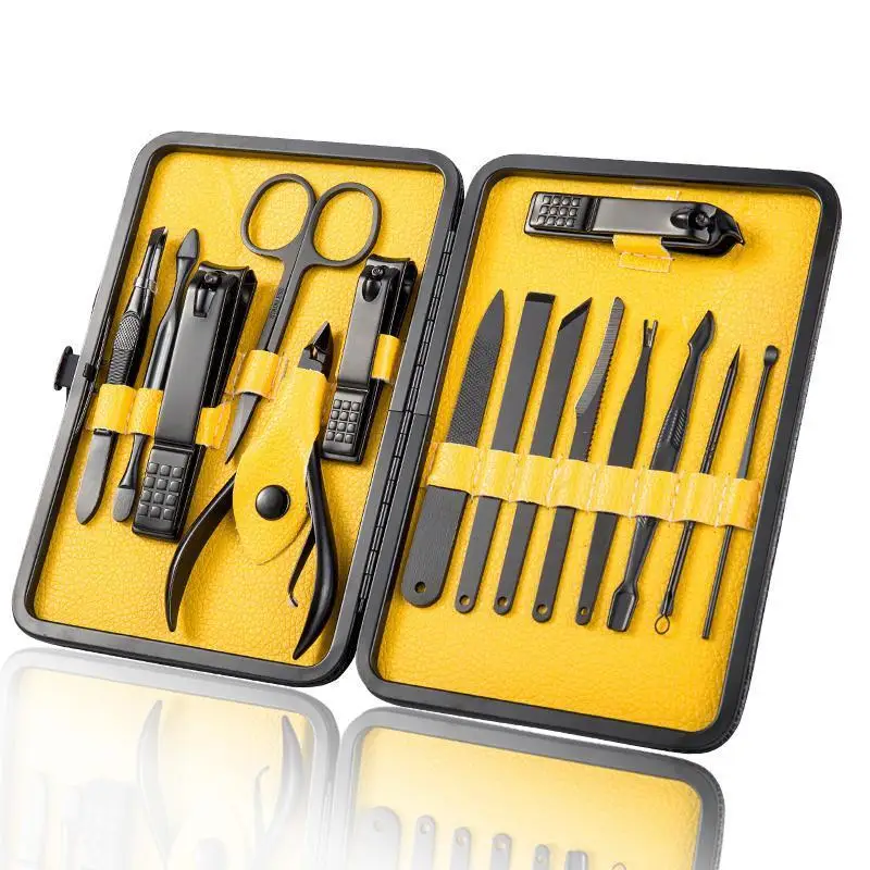 

Black Stainless Steel Manicure Knife Nail Scissors Set Beauty Set 15 Piece Set Yangjiang Nail Tool Kit