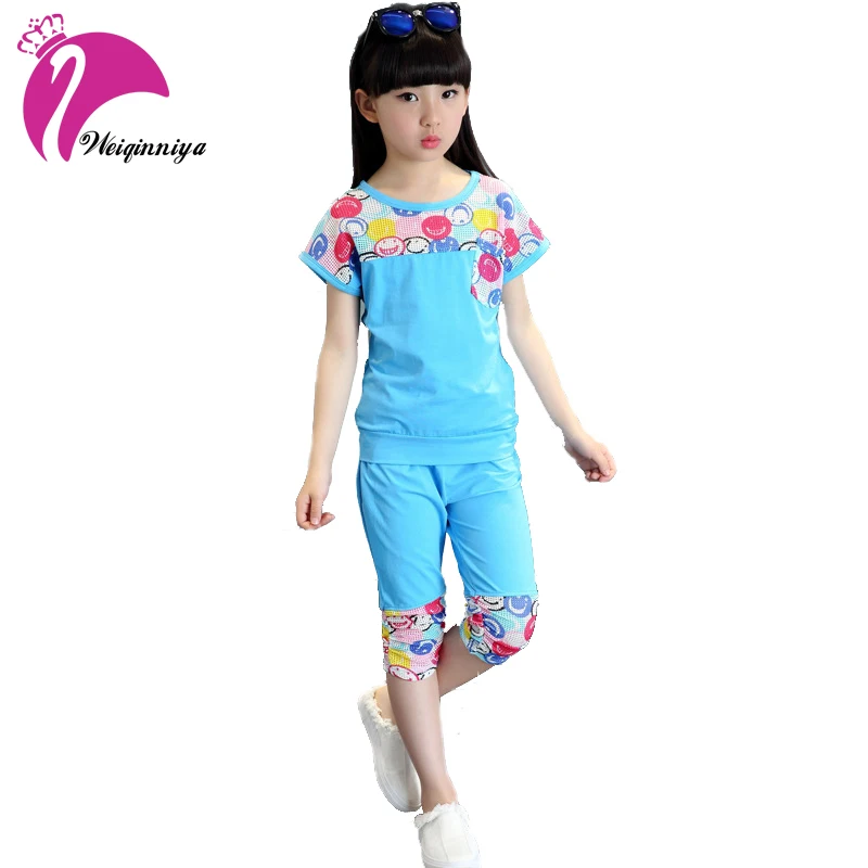 

Children Girls Summer Set New Arrivals 2017 Cotton Solid Shorts+Casual Sport Pants 2 Pieces Kids Clothes Girl Clothing Tracksuit