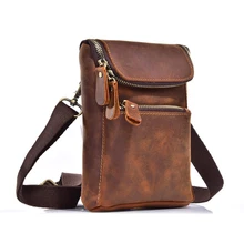 Сумки на плечо из натуральной кожи для мужчин, маленькие дорожные поясные сумки с ремнем, сумка для телефона, поясная сумка, мужские повседневные сумки-мессенджеры через плечо