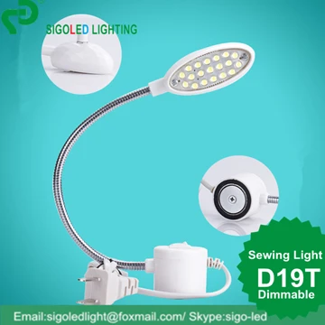 

Free shipping-2pcs/lot D19T-1w Dimmable Sewing accessories tools LED sewing light gooseneck magnetic mounting base working lamps