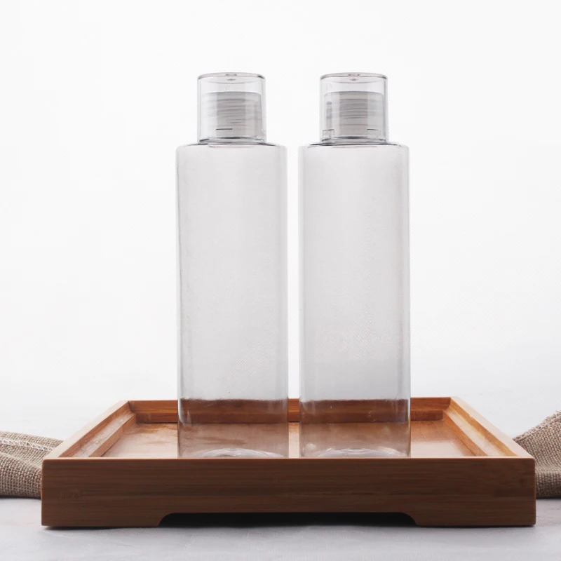 

10pcs 200ml Plastic PET Toner Lotion Cream Essential Oil Bottles Refillable Bottle with Inner Plug Double Cap Packaging