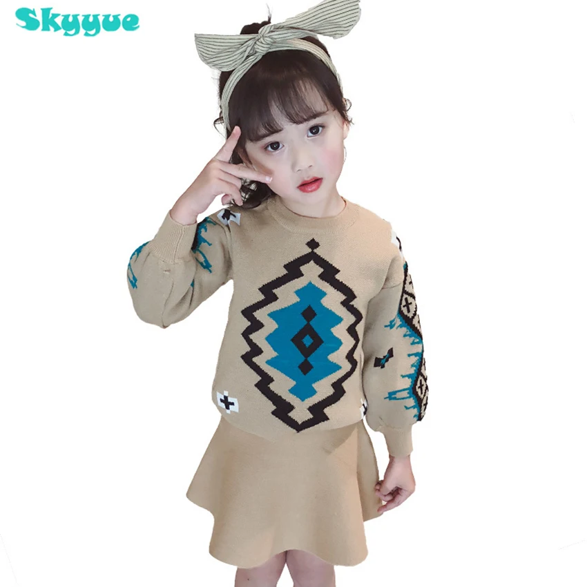

Free shipping Girl boutique fall outfit sets fashion 2t 4t girls christmas clothes baby girl knitted dress sets