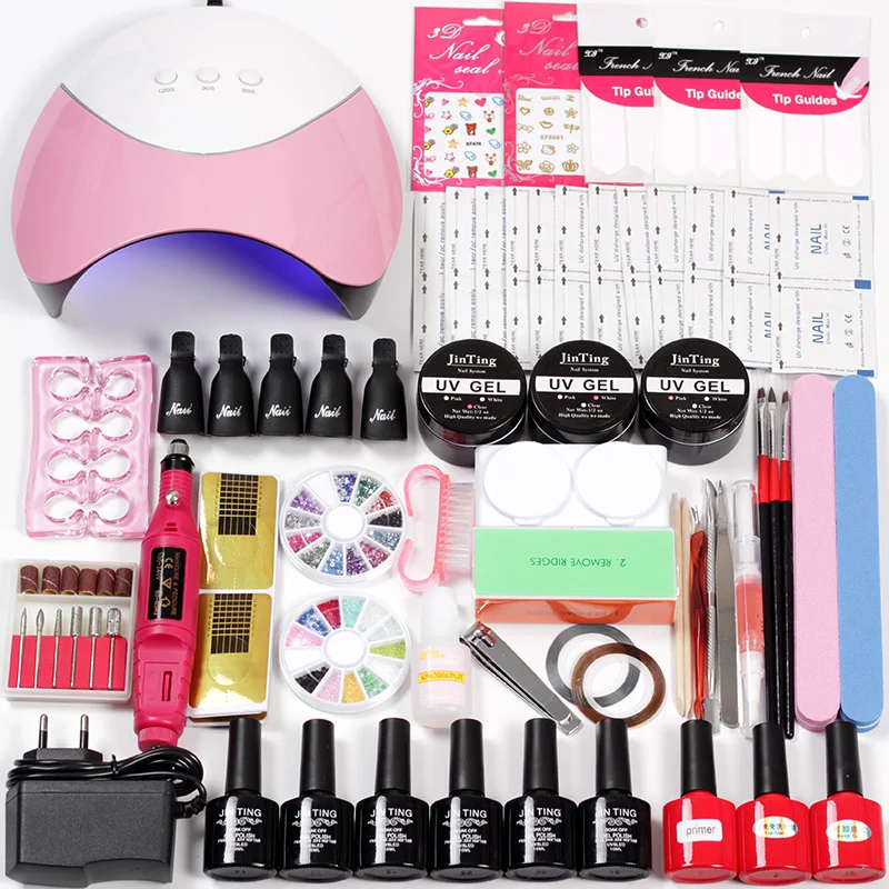 

Manicure Set for Nails Extensions Builder Gel Acrylic Kit 10 Color Gel Varnish Polish Nail Lamp Electric Machine