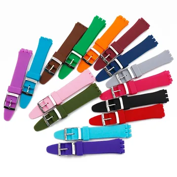 

Watch accessories pin buckle 17mm19mm silicone strap men for Swatch SUOB704SUOW701GW164GB274SUTB402 waterproof strap watch band