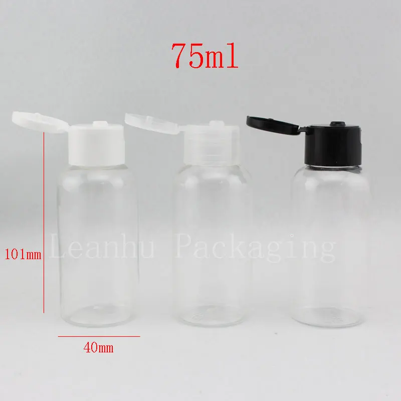 50pcs/lot 75ml clear Plastic Flip Top Cap Plastic Bottle,empty cosmetic