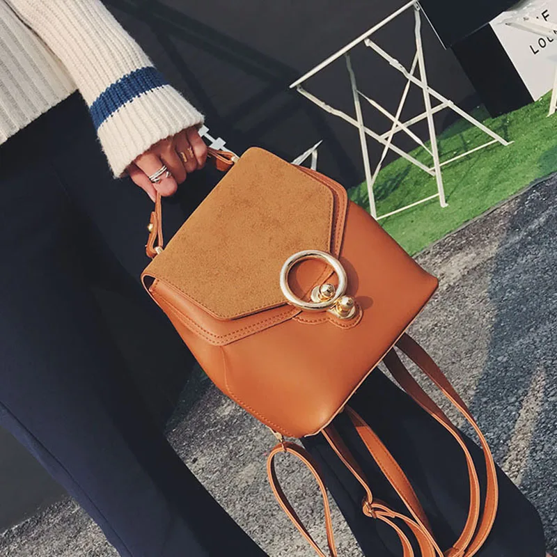 

Women Leather Backpack Solid Shoulder Bags For Girls Female Multi-function Bag Designer Small Back Pack 2017 New Bolsos Mujer