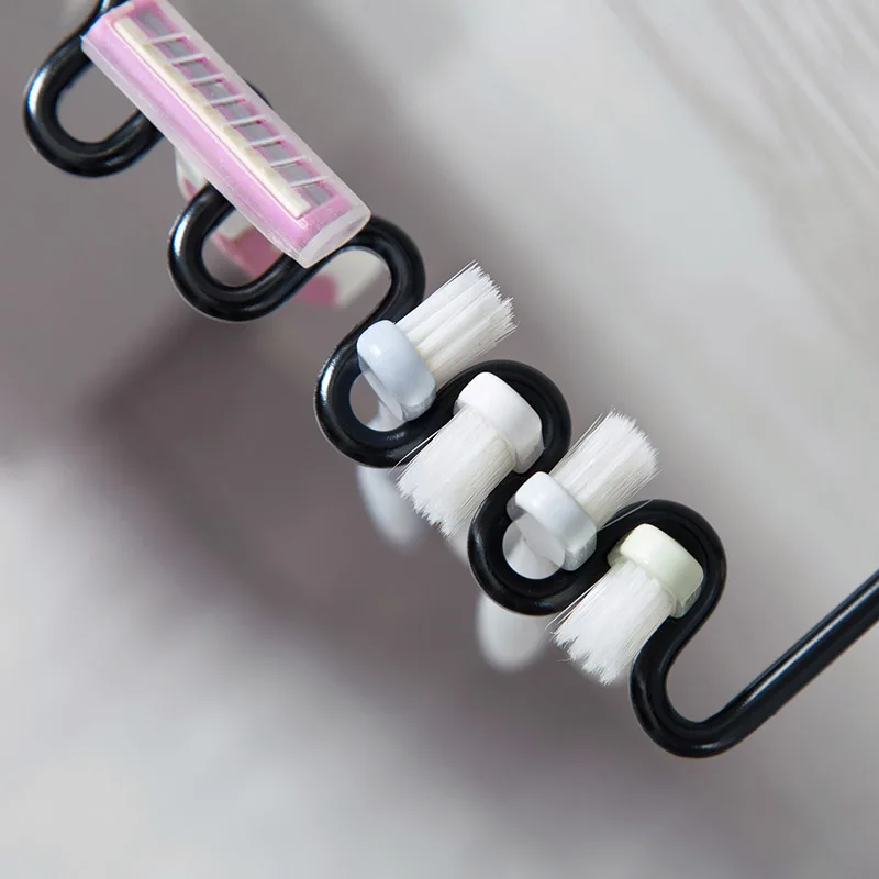 Meyjig Wrought Iron Suction Wall Toothbrush Holder Bathroom Wall Mounted Tool Rack Seamless Suction Cup Shelf Razor Storage Rack3