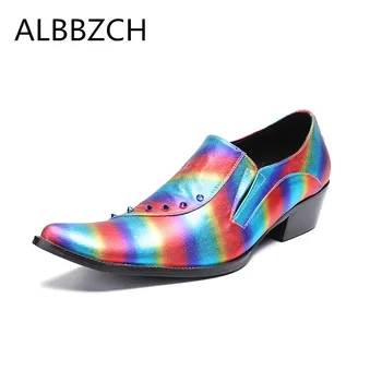 

Spring summer new men's fashion pointed toe high heel career work shoes men loafers nigthclub bars party shoes big yards 46 US12