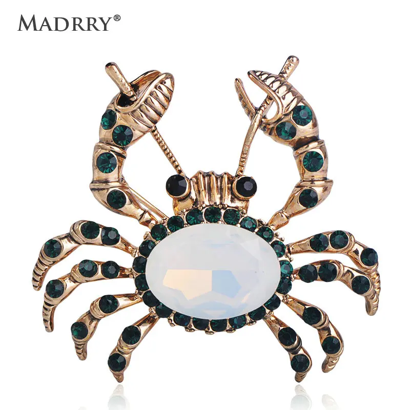 

Madrry Vintage Large Crabs Brooch Crystal Animal Brooches For Women Kids Gifts Clothes Bag Badge Lapel Collar Pins Accessories