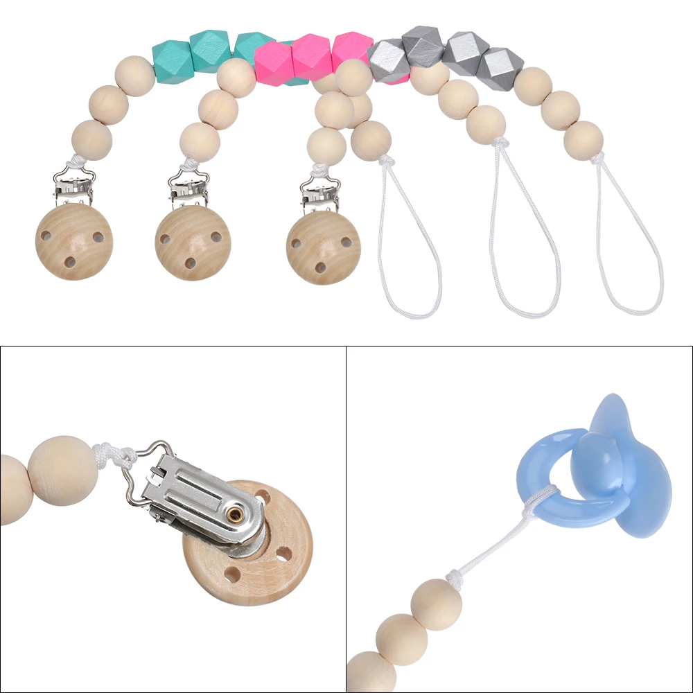 20158NEW Baby Pacifier Clip Chain Wood Holder Chupetas Soother Pacifier Clips Leash Strap Nipple Holder For Infant Feeding