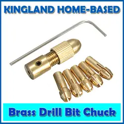 7 Pcs 0.5-3mm Small Electric Brass Drill Bit Chuck Electric Motor Shaft Clamp With Allen Wrench Drill Bit power tool accessory