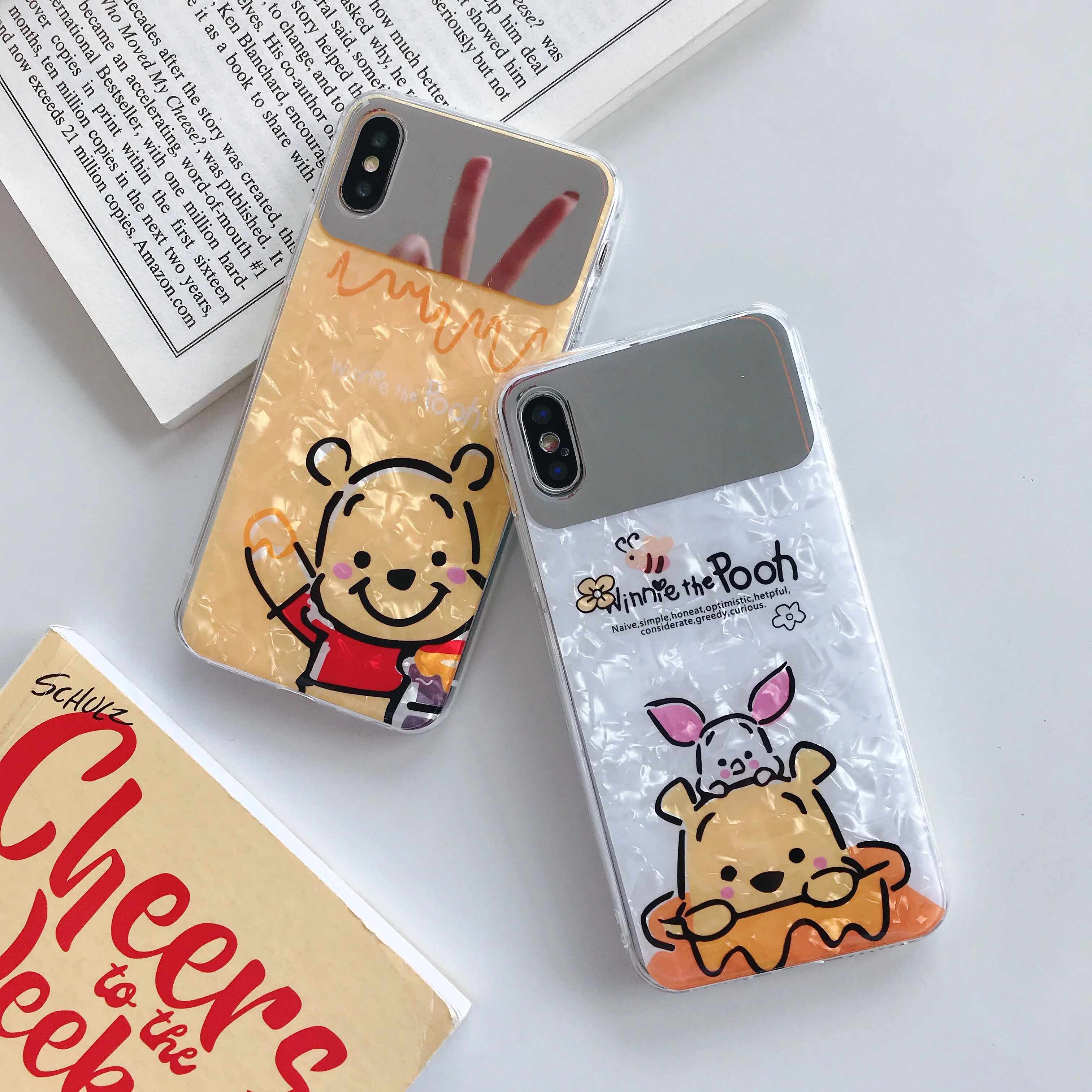 

FastDeng Lovely Mirror Honey Bear Phone Cases for iPhone 6 7 8 plus case Cute Animal Sea Shell Cover for iPhone X XR XS Max case