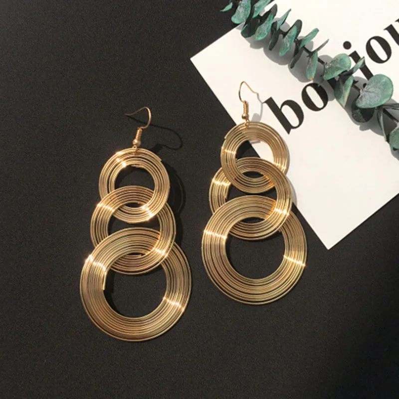 

New mode style Multi layer metal Circle Earrings in European and American geometry for women birthday fashion gifts