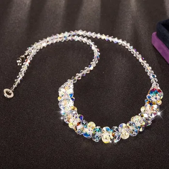 

luxury High Shining Austria Crystal Handmade Strand Necklaces For Women High Quality Fashion Clavicular Chain Wedding Jewelry