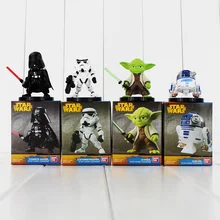 4pcs/lot Star Wars Darth Vader Yoda R2-D2 Robot Stormtrooper Collectible Action Figures PVC Collection Toys Great Christmas Gift