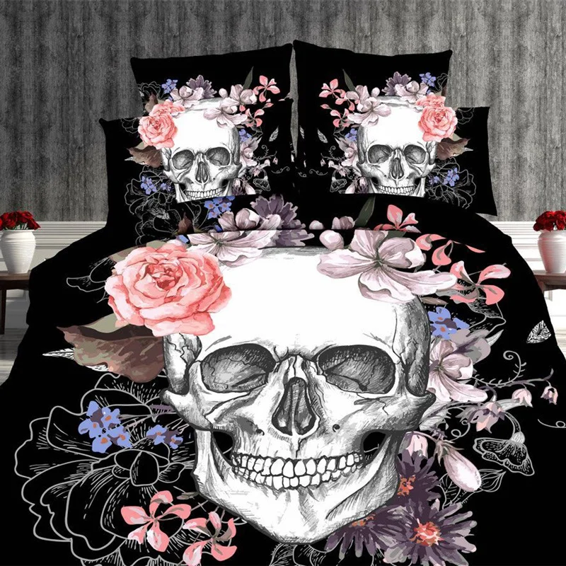 

2pcs/set 3D Personality Cool Bohemia Skull Printed Soft Bedding Set Comforter Cover Pillowcase Duvet Cover for Adults Room Decor