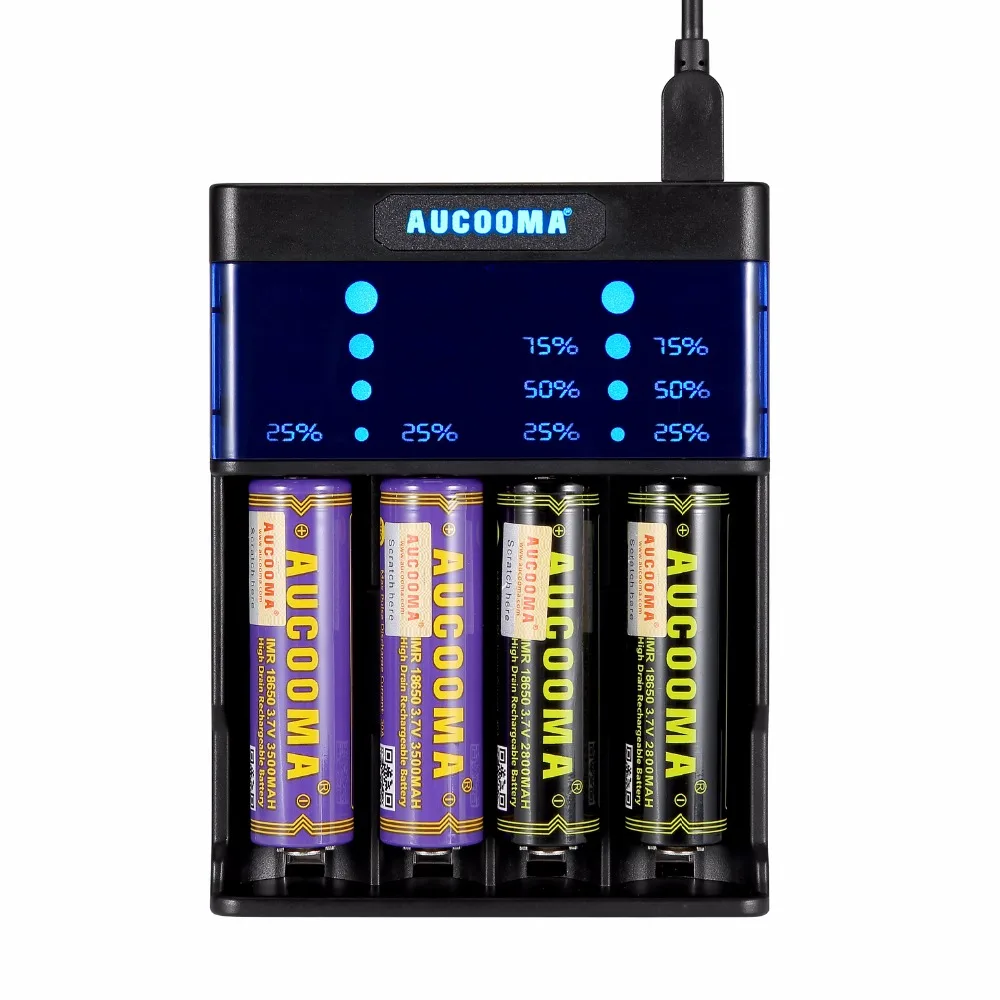 

2019 Brand New 4 slots Q4 18650 Battery Charger LCD display 18650/AA/AAA li ion batteries charger Very cheap