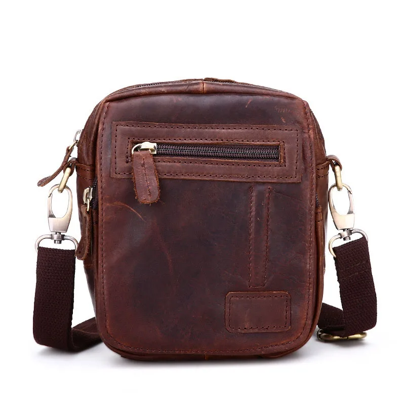 

Summer Hot Leather Pockets Men's Casual Fashion Crazy Horse Skin Trend Retro Single Shoulder Slung Small Bag