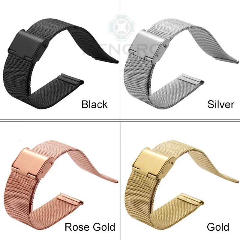 Elegant Stainless Steel Milanese Loop Watch Band Strap with Double Clasp