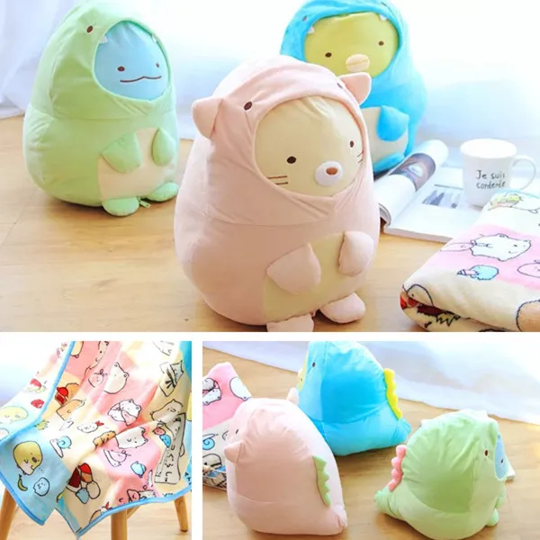 

Candice guo! plush toy San-x Sumikko Gurashi corner biological cat penguin turn to dinosaur doll cushion blanket birthday gift