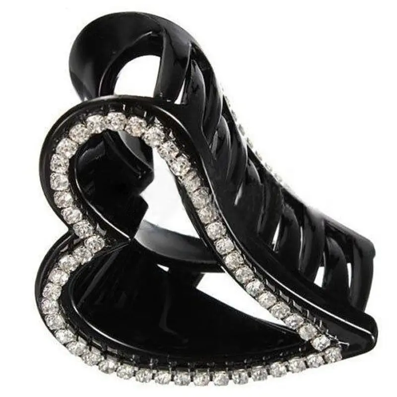 

Fashion Women Heart Shape Black Crystal Rhinestone Claw Hair Clip Barrettes Hairpins Hairwear Clamp Hair Accessories
