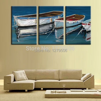 

Hand Painted Abstract Oil Paintings On Canvas Fishing Boats Hang Picture For Living Room Wall Decor Paintings
