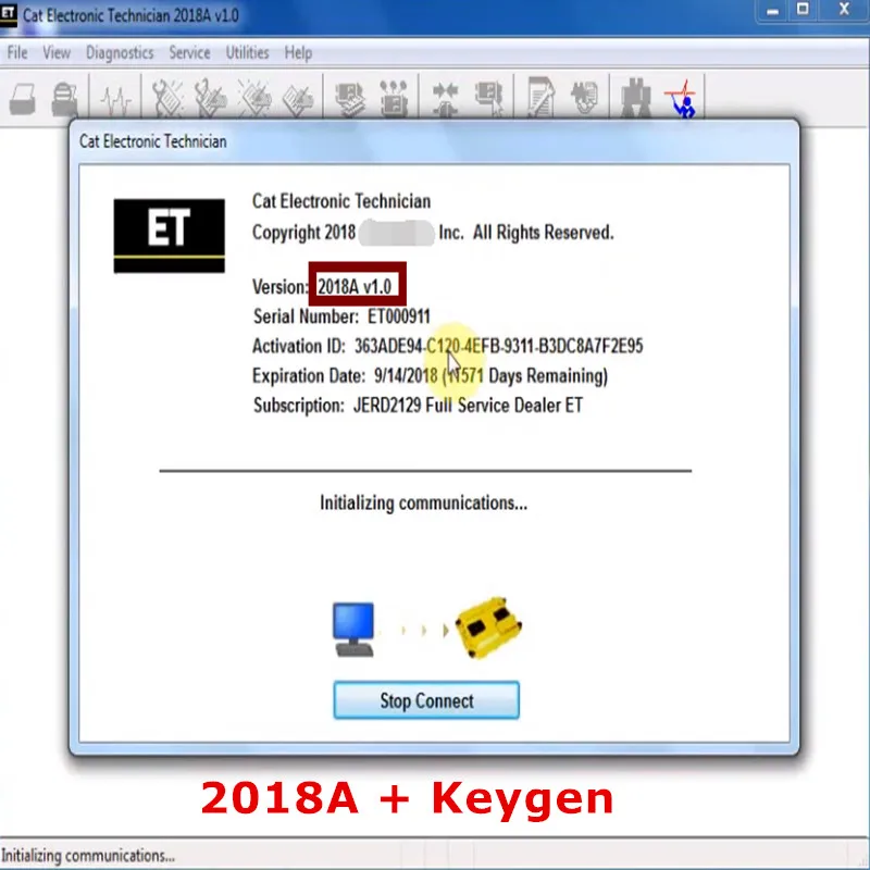 Новейший ET 2018A с Keygen бесплатно Активировать SW для CAT 3 Adapter III CAT3 Профессиональный