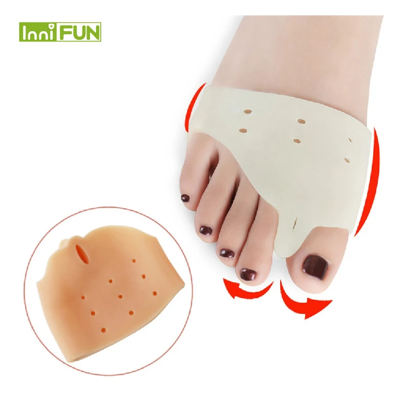 1pair=2pcs Daily Use Foot Care Biological Silicone Hallux Valgus Orthosis Toe Separator Big Toe Corrector Forefoot Pad FT035