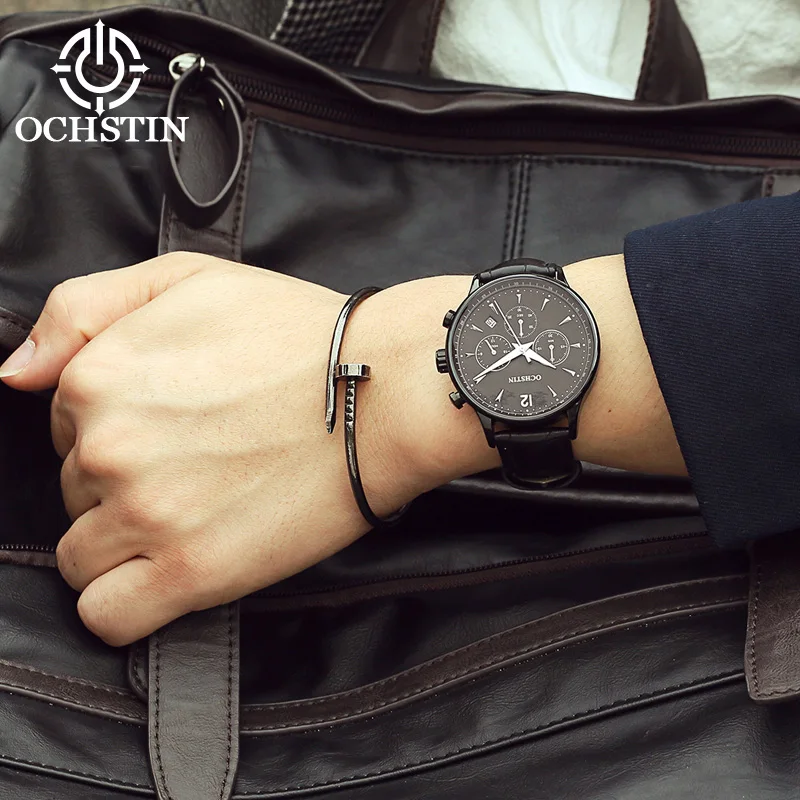 Топ люксовый бренд OCHSTIN мужские спортивные часы мужские кварцевые часы с датой мужские кожаные военные наручные часы мужские Relogio Masculino