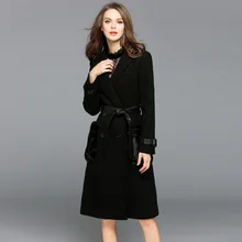 YQM Solid double breasted wool coats 2017 new brand runway women winter coats top quality fashion