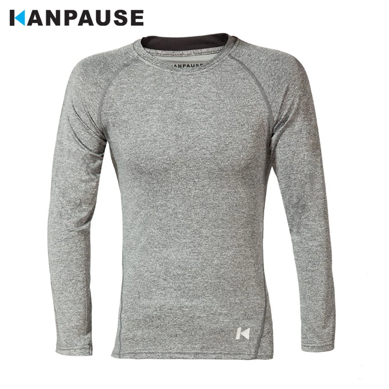 

New Arrival KANPAUSE Men's Tight Long Sleeve Training Exercise Fitness T-shirt Running T-shirtSportswear