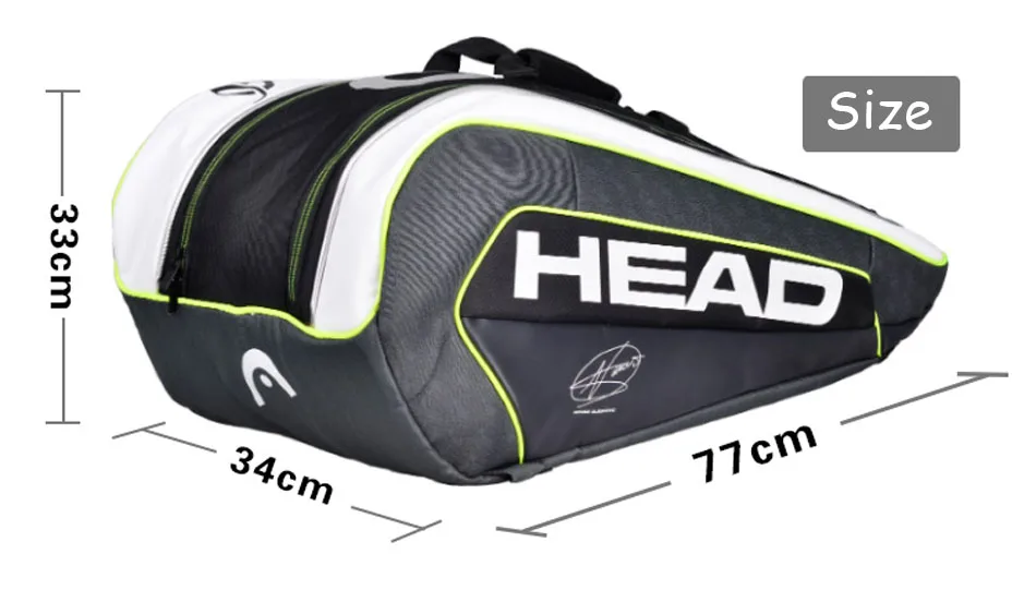 Брендовая теннисная сумка Head Novak Djokovic, фирменная Теннисная ракетка, сумка большой вместимости 6-9, теннисный рюкзак для ракеток Tenis