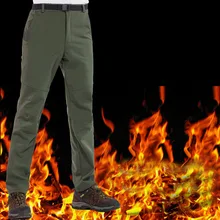 Для мужчин Водонепроницаемый зимние теплые прокладочным холстом из овечьей шерсти Пеший Туризм штаны 45