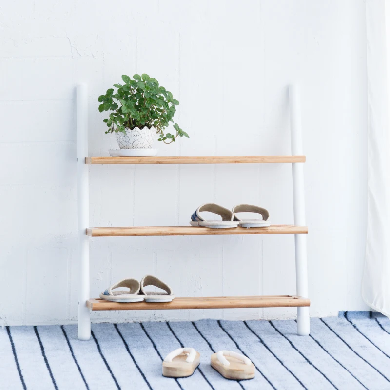 Shoe Rack Assemble 3 Ties Rack Stand White Shoes Organizer Shelf